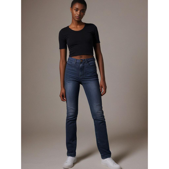 WeWoreWhat Denim - WEWOREWHAT Jeans Women 25 Blue Dark Wash Denim High Rise Straight Leg RN#124917